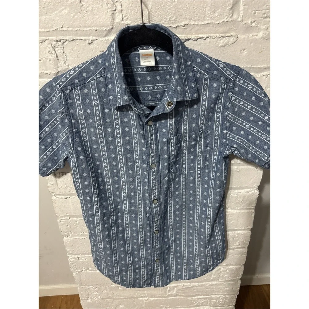 Gymboree Button Down Snap Button Chambray Shirt Size 12 Boys